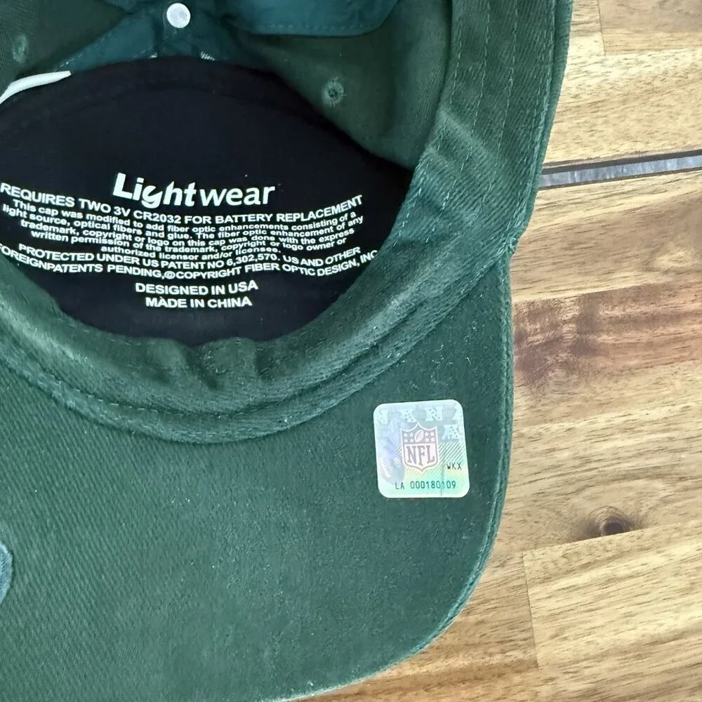 Light Up‎ Green Bay Packers Hat Vintage Logo 7 Cap Adjustable Working Watch Vid